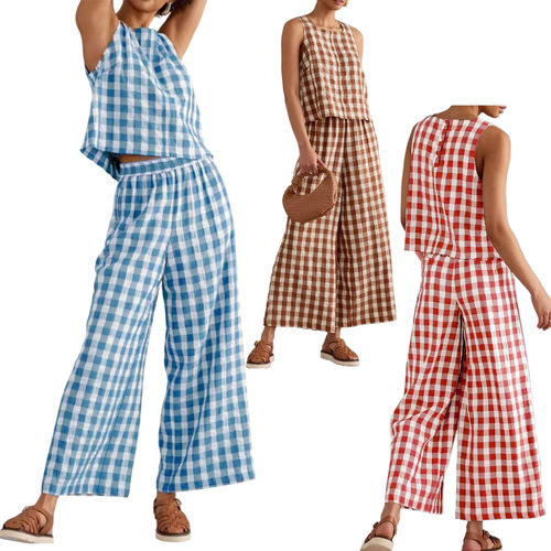 无袖上衣长裤女士套装  Sleeveless top, pants, women's suit