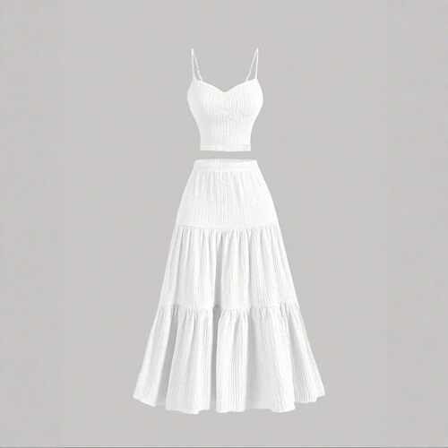 吊带上衣长裙女士套装     Strap top long skirt women's set
