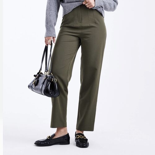 High waistedslimfitpleatedstraightlegpants高腰修身褶皱直筒裤
