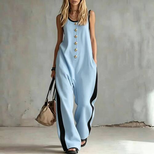 圆领无袖女士连体裤 Round neck sleeveless women's jumpsuit