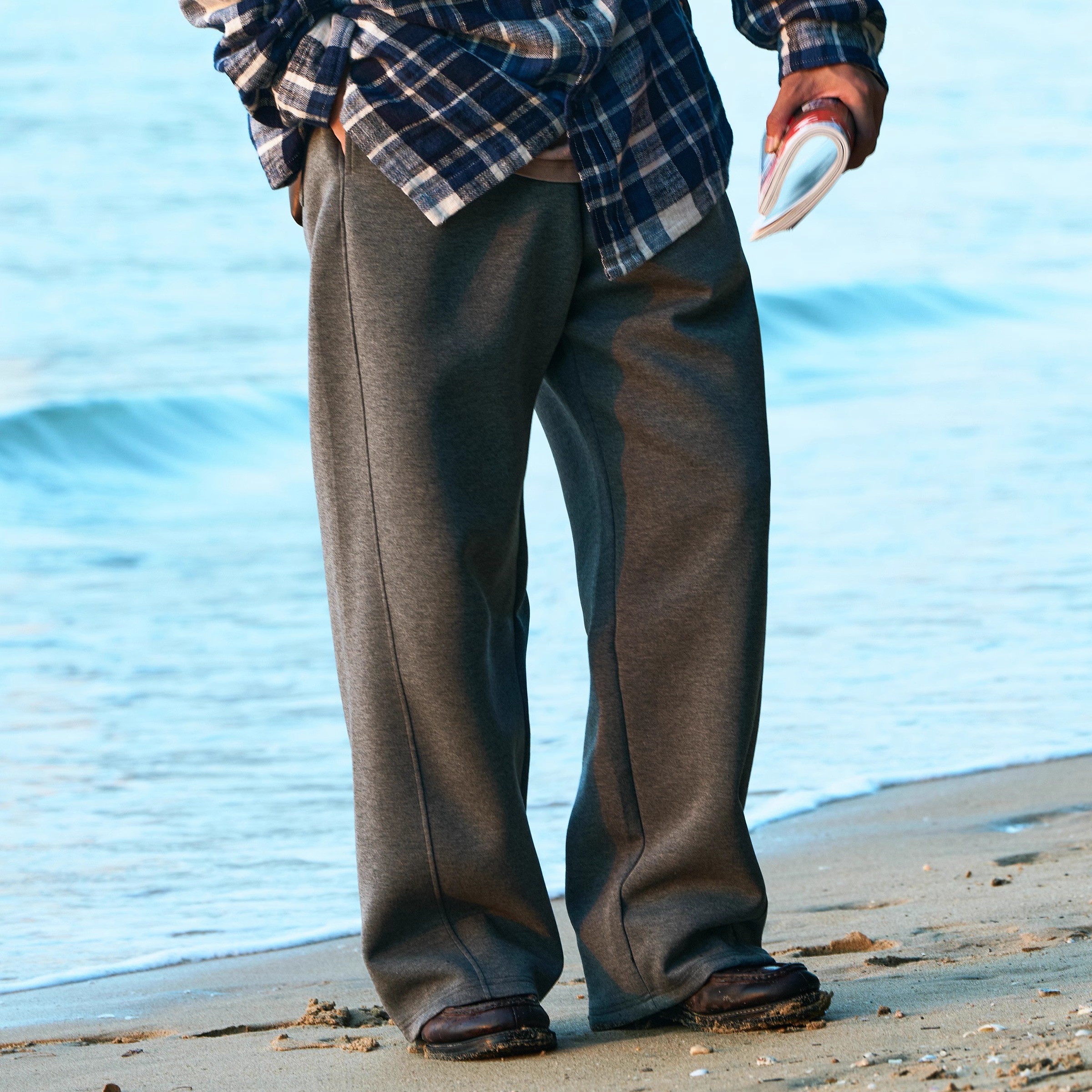 长裤弯刀裤宽松弧形剪裁