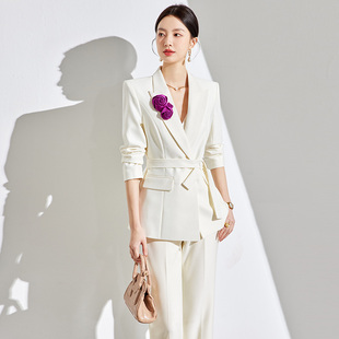 子套装 白色上衣裤 外套女酒店经理工作服高端2025早春新款 收腰西装