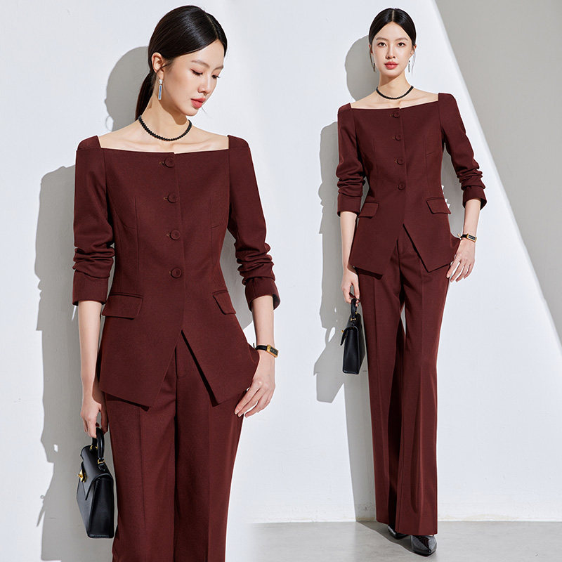 西装礼服设计感小众红色系性感成熟女人味职场女神范通勤西服套装