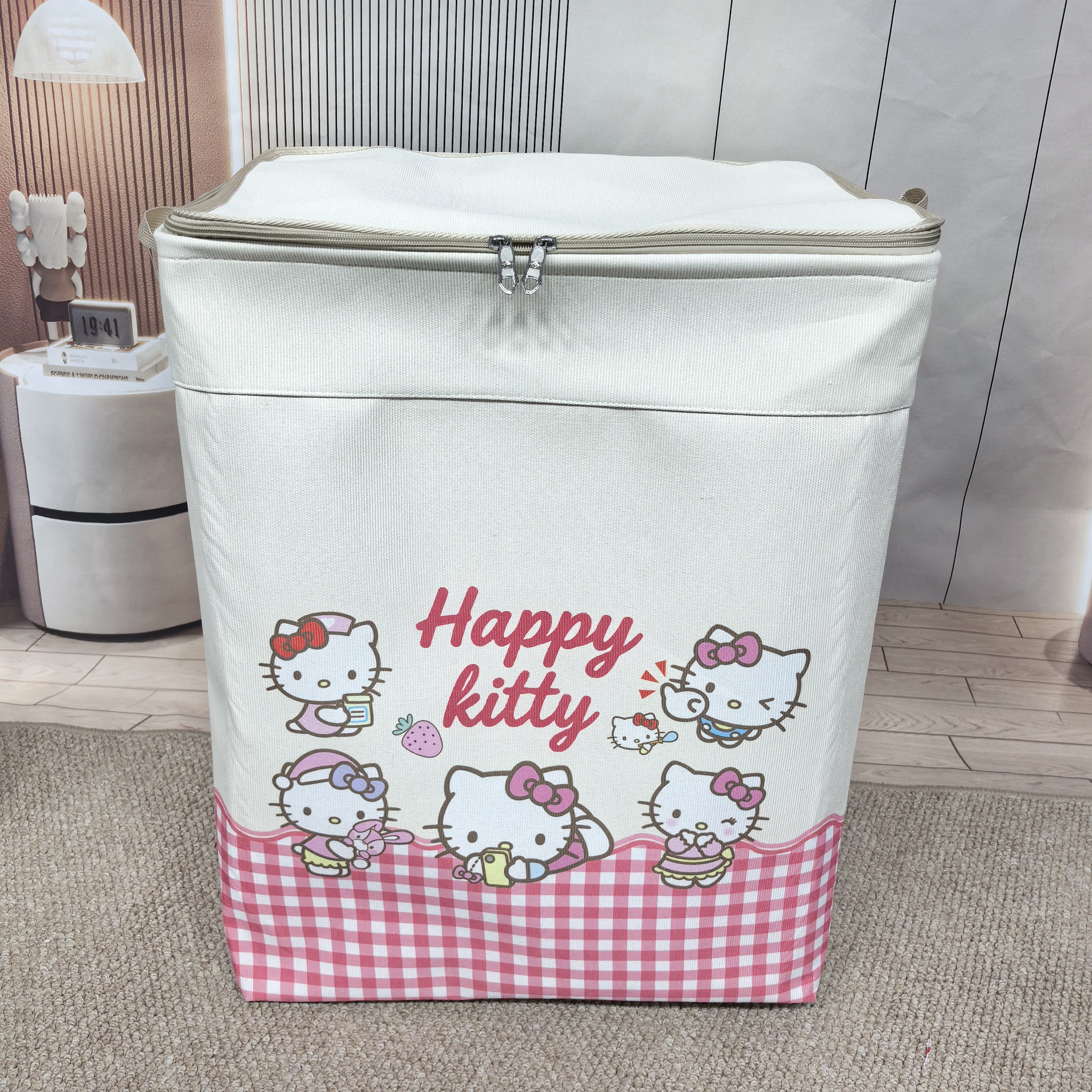 120升猫咪款防水学生收纳换季收纳可折叠双拉链带钢圈收纳箱可爱,收纳整理,收纳箱,淘宝优惠券,粉丝福利购,淘宝优惠卷
