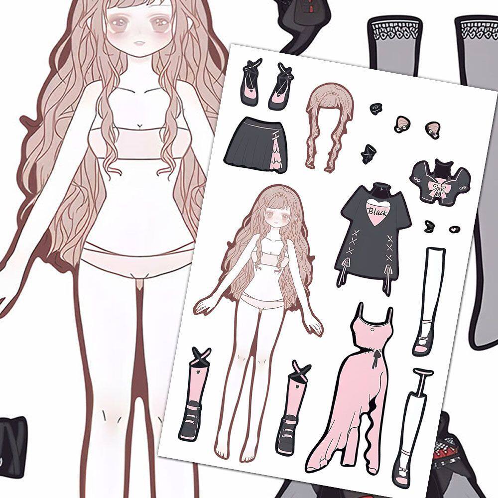 大张高清】24张娃娃换装贴纸儿童少女心居家玩具创意换面贴画装饰