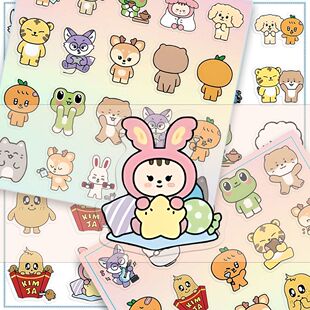 透明款】miniteen可爱动物周边贴纸创意水杯手机diy装饰防水贴画