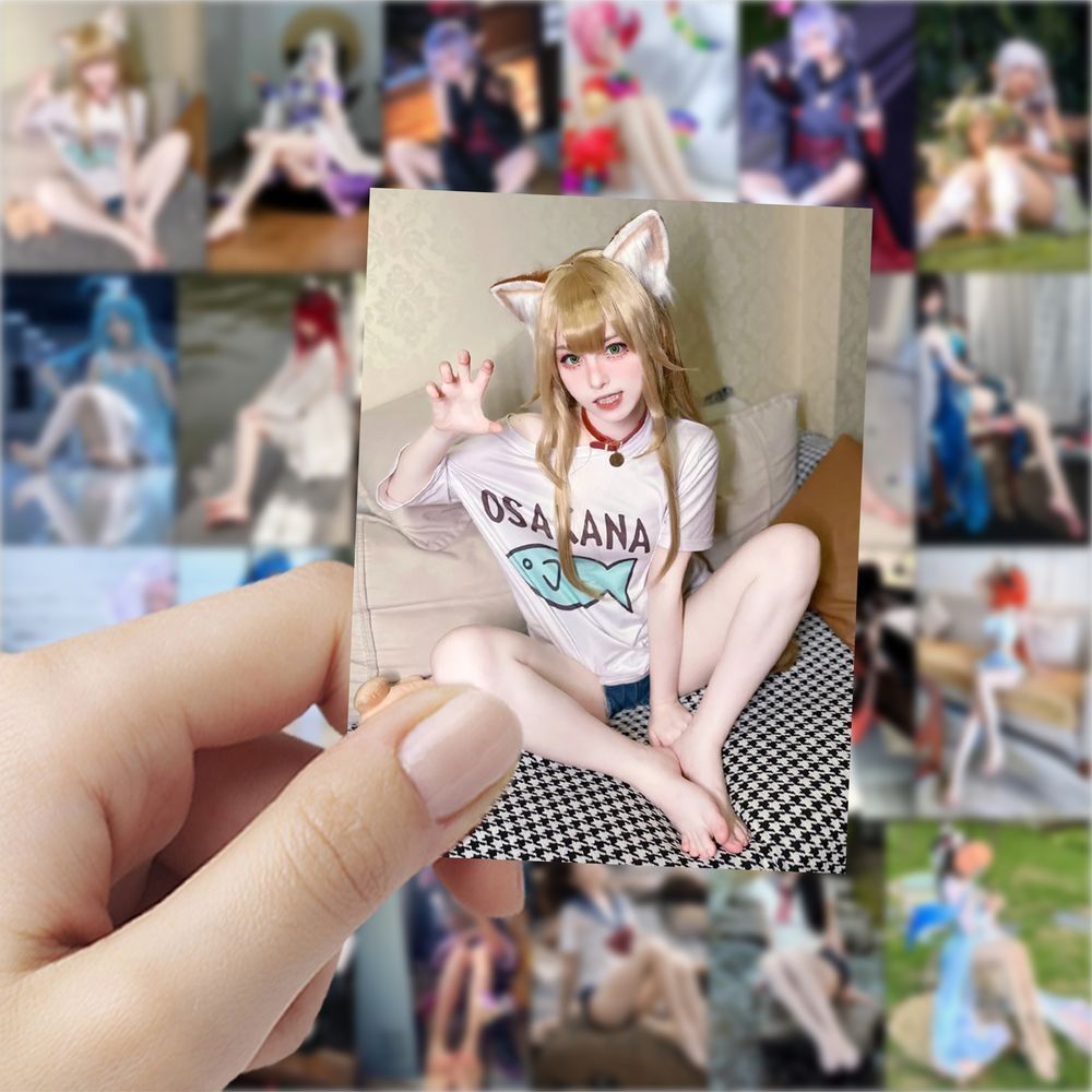 裸足少女贴纸高颜值纯欲真人cos贴画手机电脑笔记本桌子贴画防水