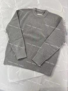 四角缝线马吉Margie风格 21AW圆领毛衣羊毛绒浅灰色Oversize针织衫