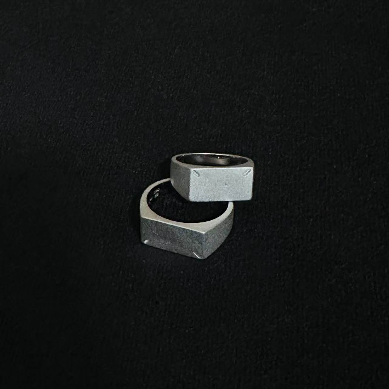 MMM风格古法喷砂925银戒情侣对戒小众设计重叠可带双戒指欧美韩戒