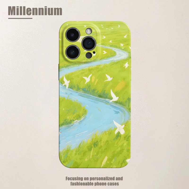 适用于iPhone17Promax草原白鸽迁徙~16promax手机壳15pro艺术iphoneair油画12软壳11小众13pro创意苹果14plus