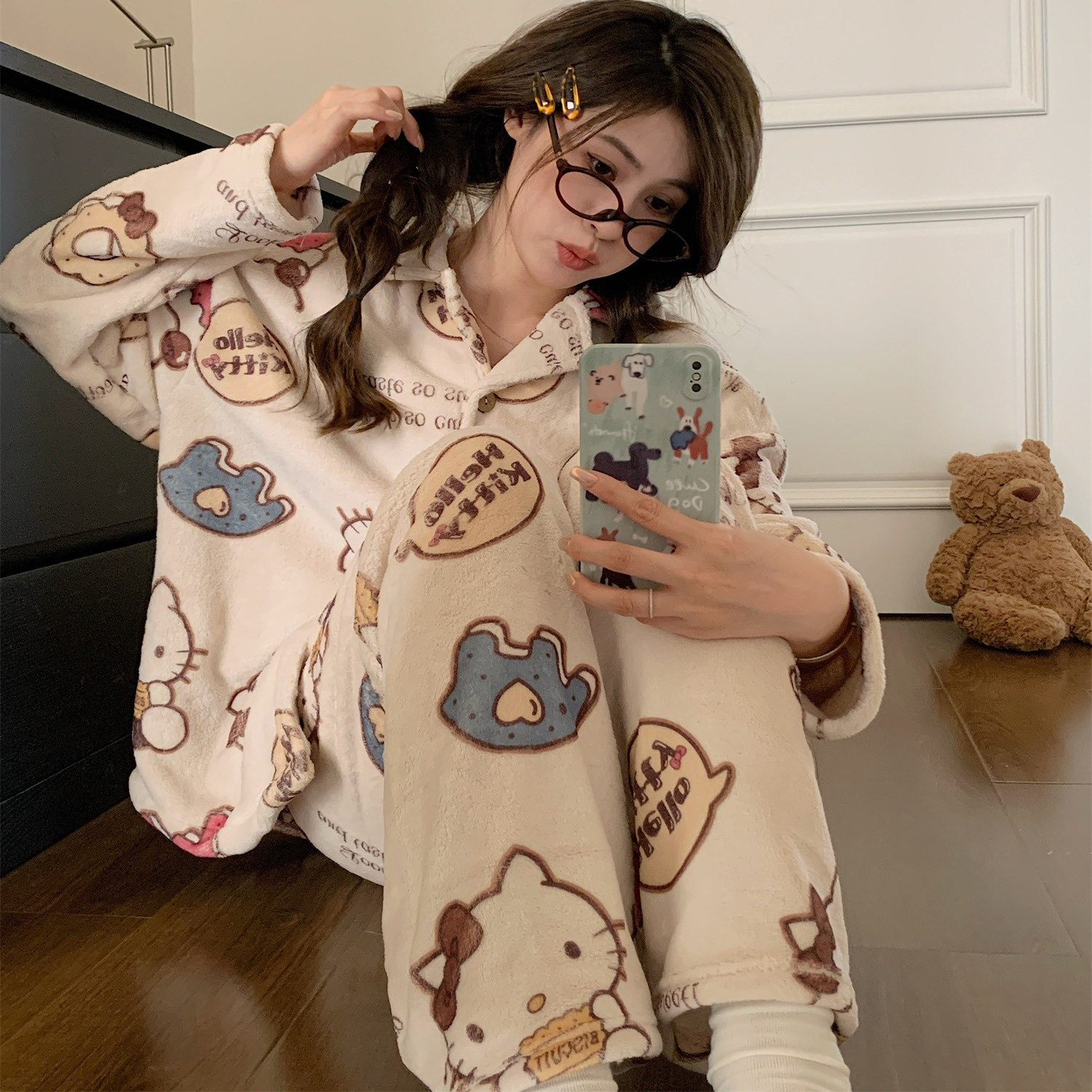 焦糖拿铁KT开衫家居服睡衣