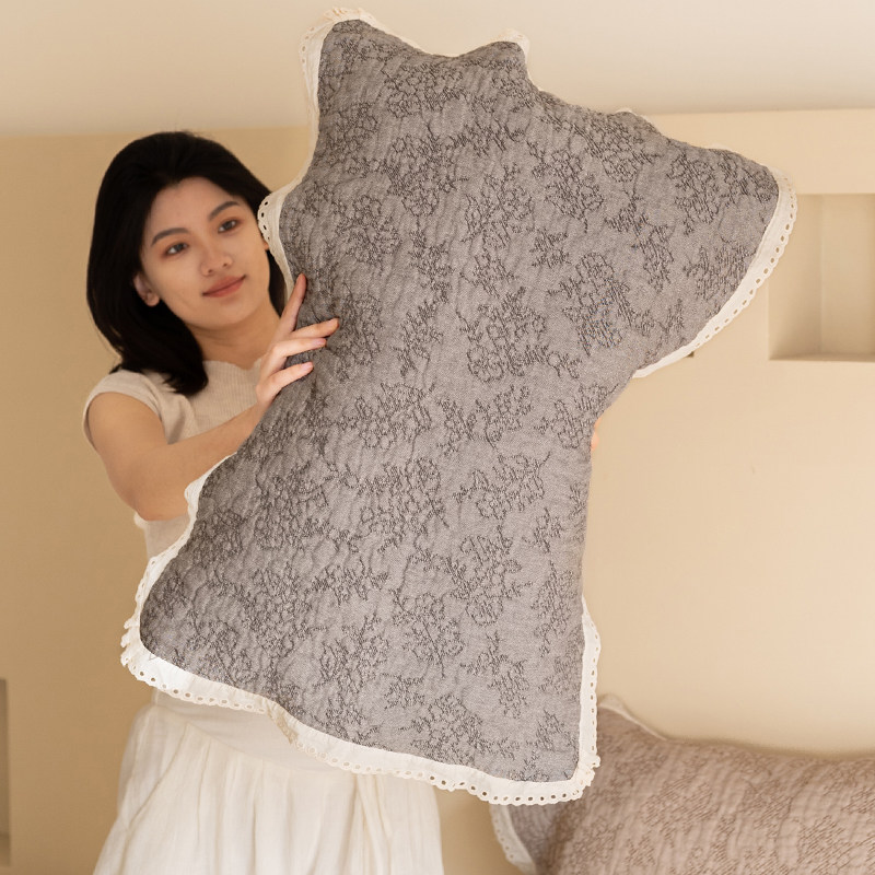 花漾雅韵棉纱枕巾韩式花边可固定