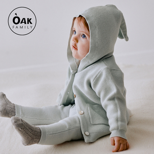 Oak 2024连帽上衣男女儿童开衫 针织 Family毛衣婴儿外套宝宝春装