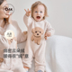 Oak Family新品 秋冬宝宝连体衣新生婴儿开襟半边绒睡衣加厚保暖