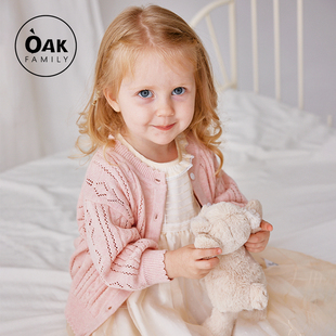 女宝宝毛衣开衫 春秋季 儿童小外套 Family秋冬婴儿纯棉针织衫 Oak