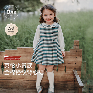 Family春季 Oak 儿童背心裙格子女宝宝全棉连衣裙女童裙子 新品