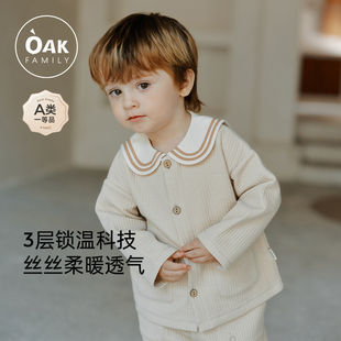 上衣童装 外套撞色条纹海军领男童女童长袖 Family秋冬宝宝衬衫 Oak