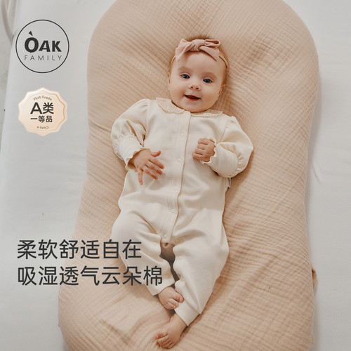 【新品】OAK FAMILY婴儿连体衣法式芭蕾泡泡袖春秋女宝宝爬服