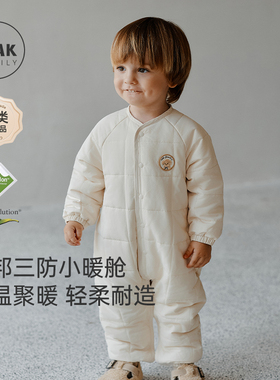 【新品】Oak Family冬季宝宝夹棉连体衣杜邦三防外出服婴儿爬服