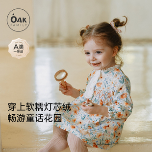 5岁 公主裙洋气1 Oak Family秋冬儿童灯芯绒连衣裙女宝宝纯棉长袖