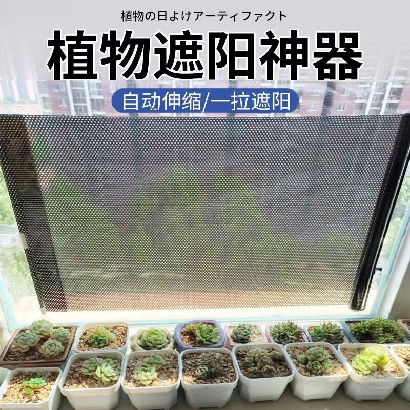 植物遮阳神器夏季阳台花卉绿植多肉防晒网罩吸盘式窗户伸缩遮阳帘