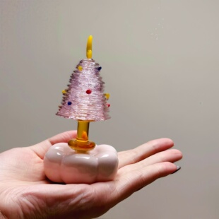 琉璃圣诞树旋转摆件圣诞节装饰品圣诞桌面摆件小型居家桌面摆件