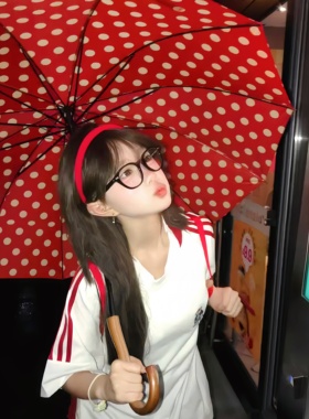 红色波点雨伞2026年新款加大加厚加固长柄伞抗强风暴雨女生