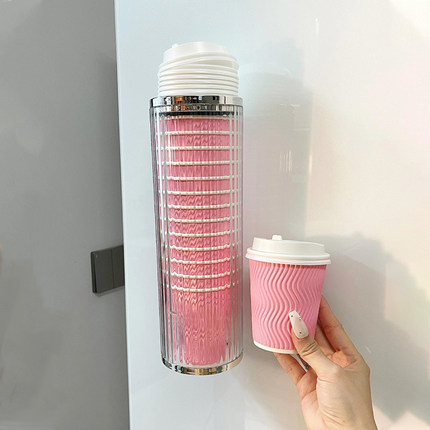 一次性杯子取杯器高颜值壁挂式纸杯架水杯塑料杯收纳盒自动落杯器