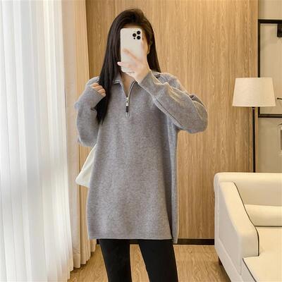 秋冬高级感加厚内搭针织上衣女翻领正肩显瘦毛衣中长款保暖打底衫