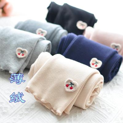 初春薄绒女童打底裤加厚不加绒深秋初冬儿童女宝宝抓绒外穿裤子秋