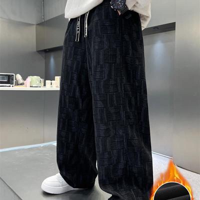 男童加绒裤子秋冬儿童一体绒冬季痞帅男大童初中生宽松直筒休闲裤