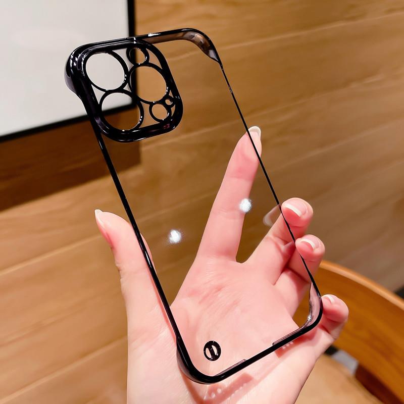 散热无边框适用苹果16promax手机壳iPhone14pro新款13por超薄电镀12pm透明ip11防摔保护套15pm简约带镜头膜硬