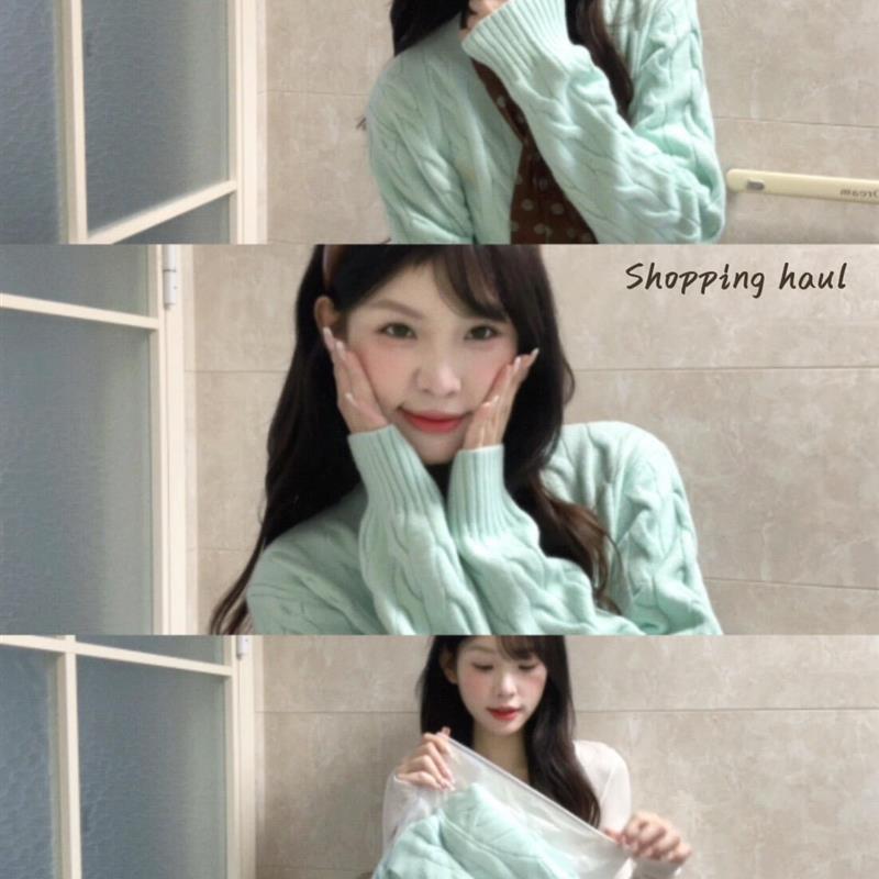 覆古麻花针织衫毛衣宽松慵懒长袖开衫秋季穿搭毛织外套女短款上衣