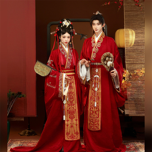 醉时阁【缘定】原创汉服婚服改良战国袍刺绣手工钉珠拖尾订婚结婚