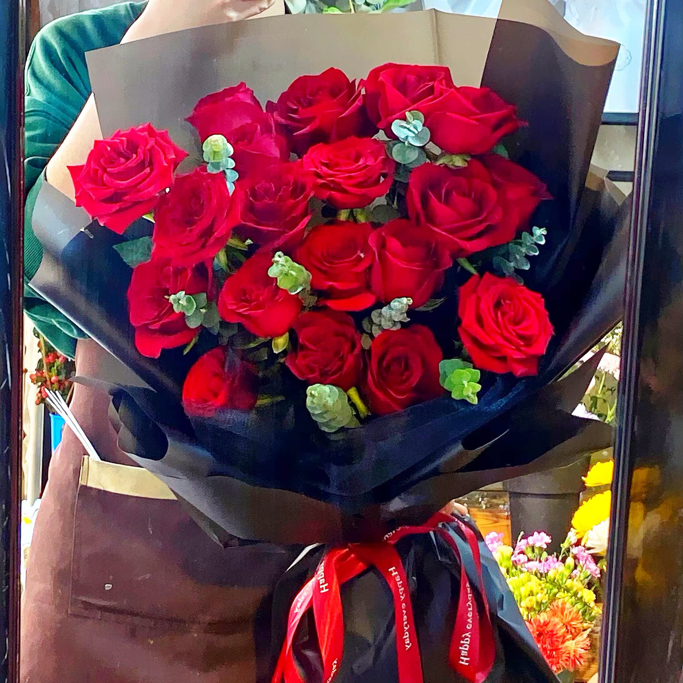 无锡实体鲜花店同城速递生日纪念日送女友老婆爱情19朵红玫瑰花束