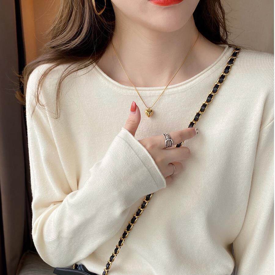 白色针织衫女春秋打底衫