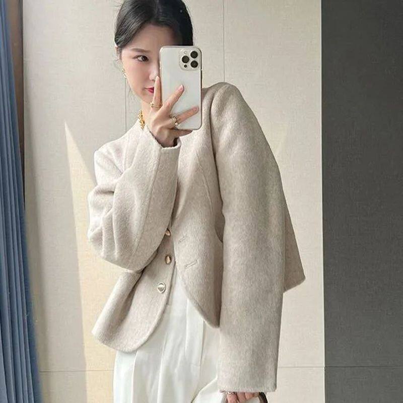小香风外套女新款圆领单