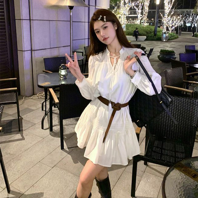 法式褶皱甜美仙女连衣裙