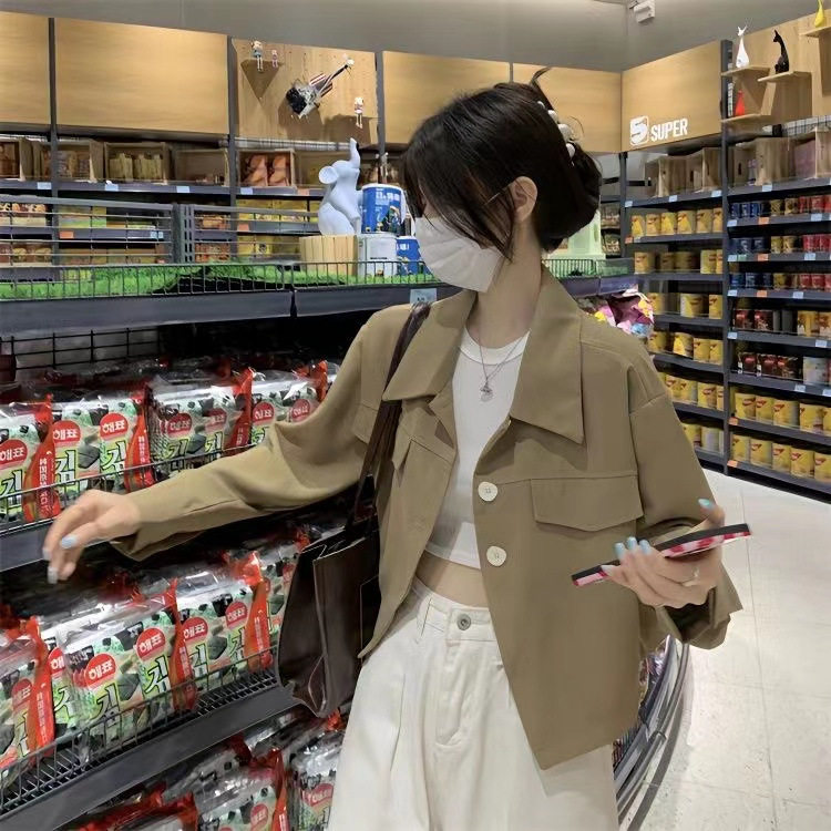 复古短款长袖小西服短外
