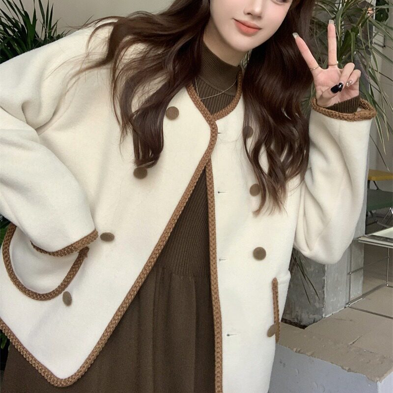 气质套装小香风撞色长袖