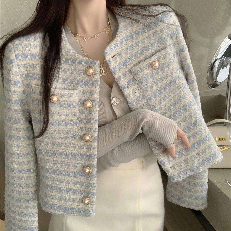 珍珠扣小香风外套女2026