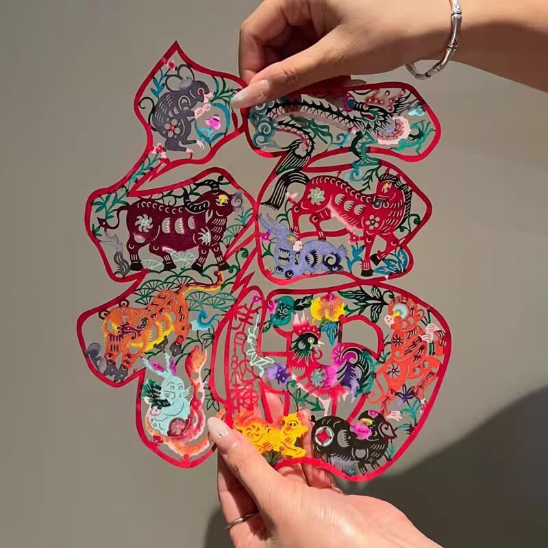 窗花纸玻璃贴剪纸福字门贴非遗新年装饰2026马年新款喜庆过年春节