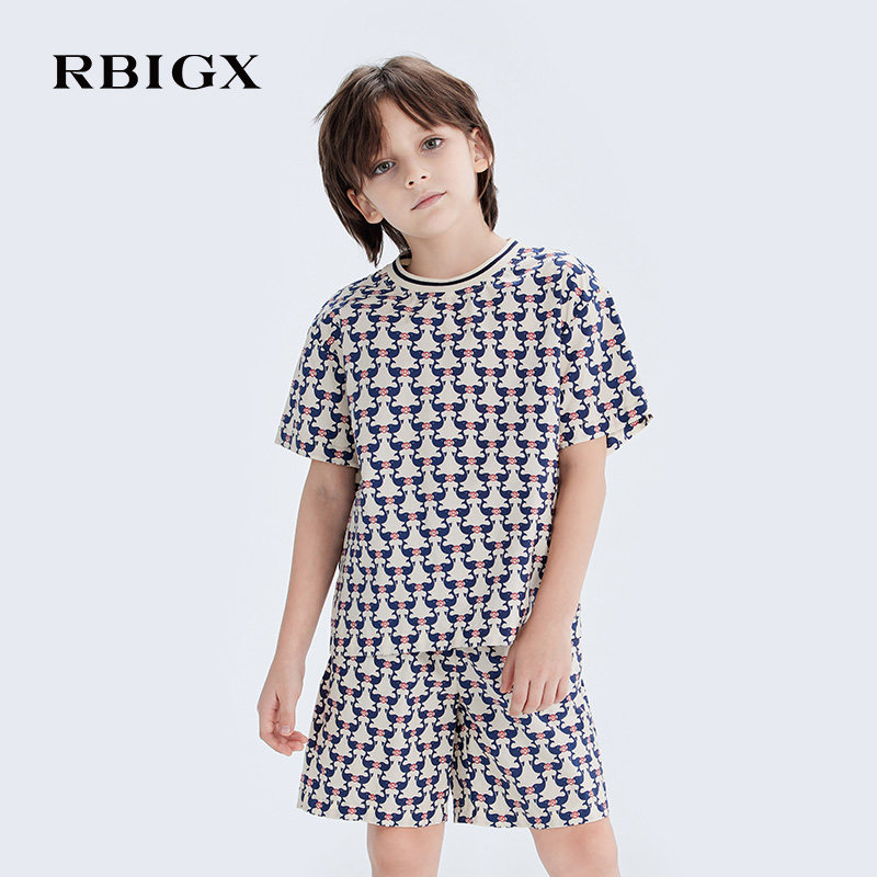 RBIGX瑞比克童装夏季新款满幅洋气花版定制小衫短袖衬衫