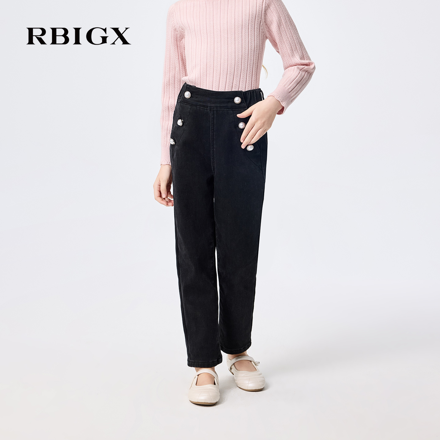 【商场同款】RBIGX瑞比克童装25冬季新款收脚裤精致学院风牛仔裤