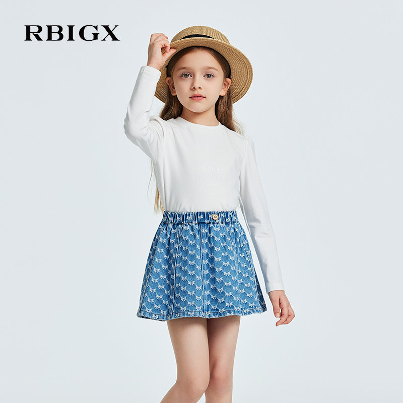 RBIGX瑞比克童装2026春季新款套头百搭女童公主设计感套头长袖t恤
