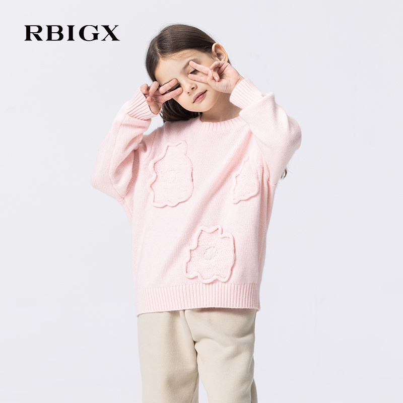 RBIGX瑞比克童装2025秋季公主甜美潮流百搭毛衫套头针织衫毛衣