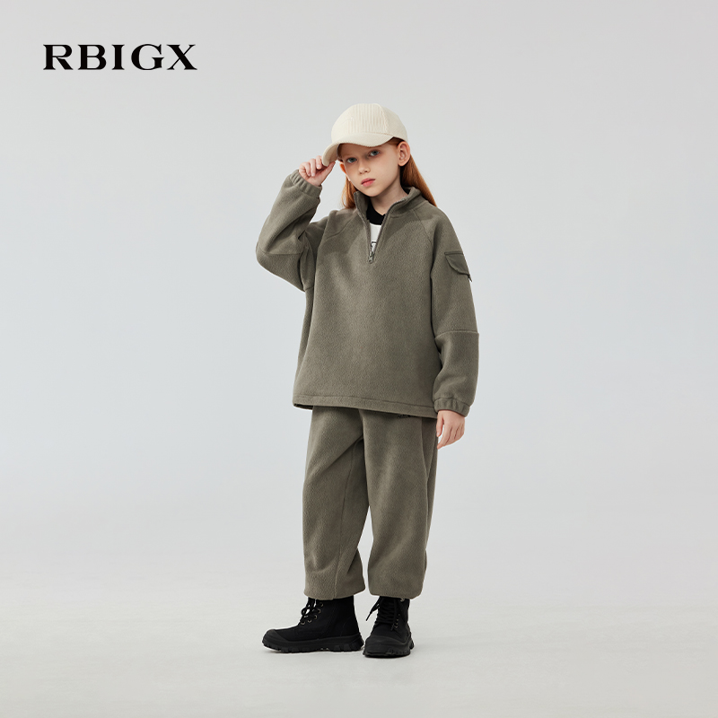 RBIGX瑞比克童装2025冬季新款束脚口双面奥粒绒拼接帅气运动裤