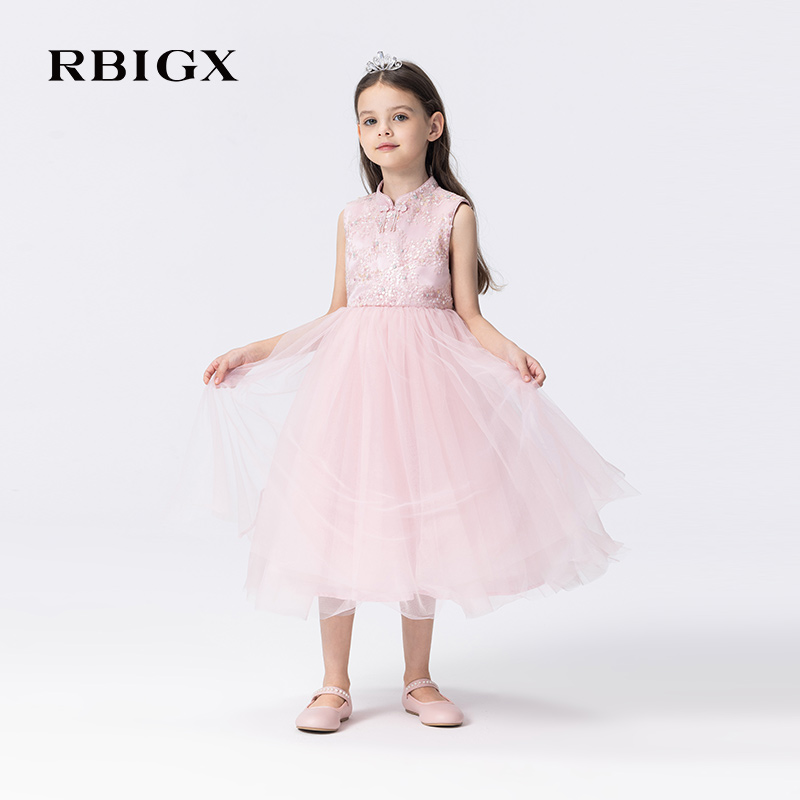 RBIGX瑞比克童装2025秋季新款中式女童公主裙优雅网纱礼服连衣裙