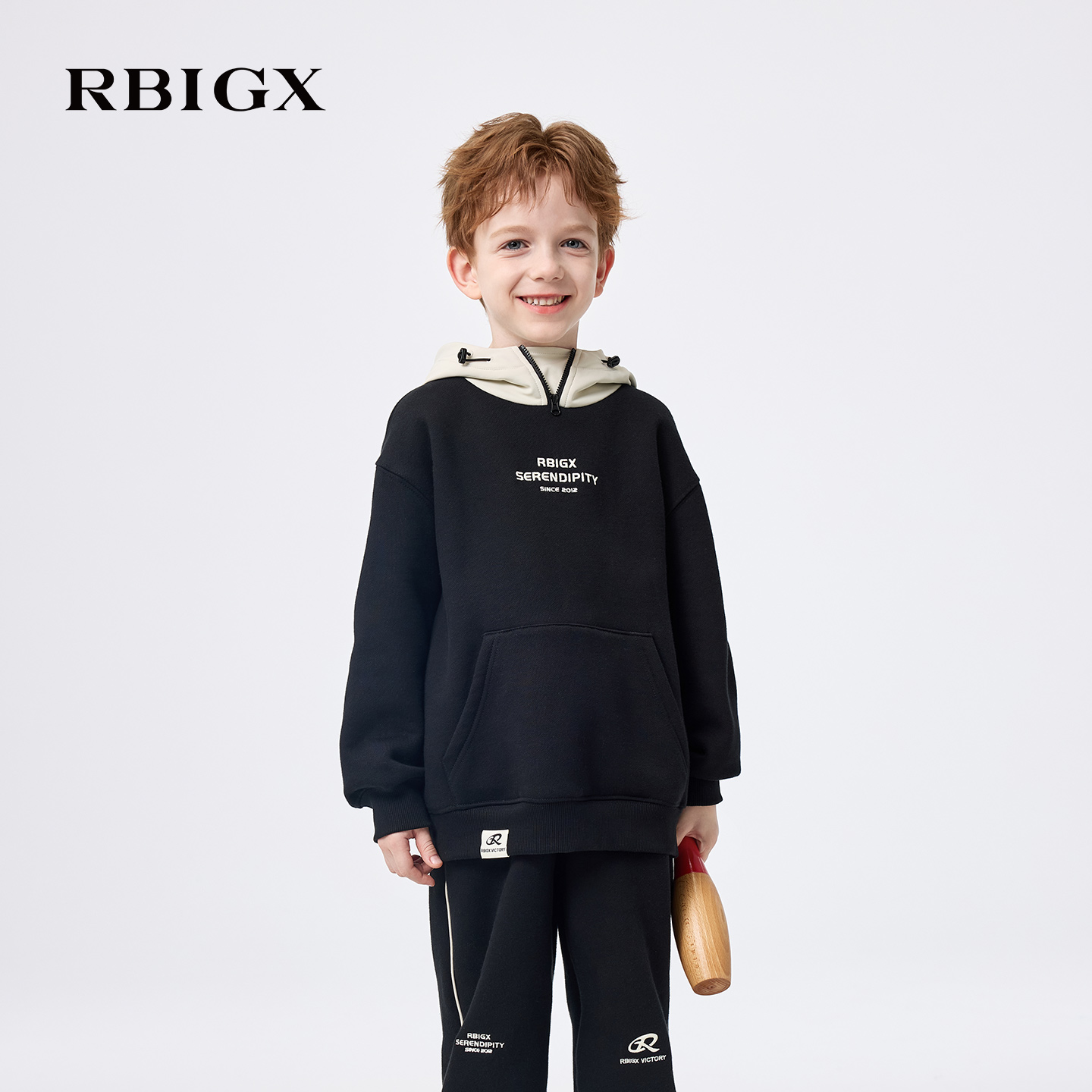 【商场同款】RBIGX瑞比克童装25冬季款工装套头字母图案帅气卫衣