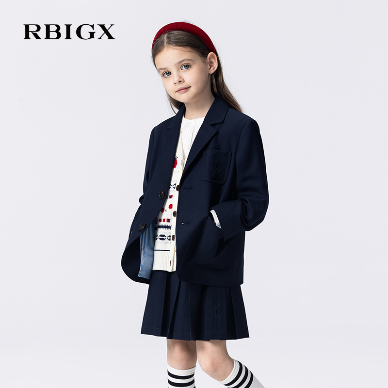 RBIGX瑞比克童装2025秋季男女童儿童帅气百搭宽松学院风西服外套